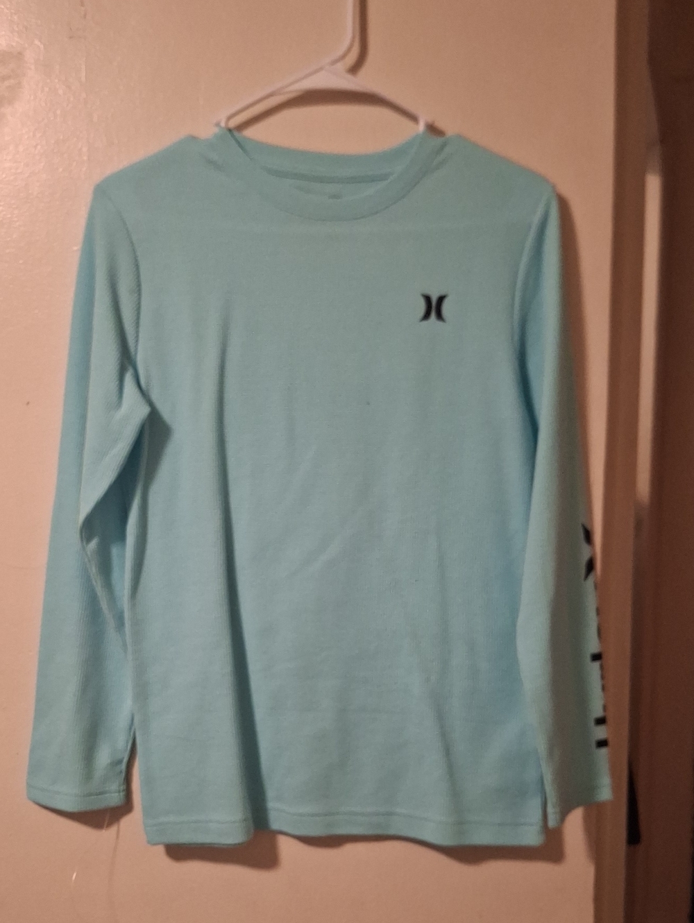 Hurley Kids Light Aqua Long Sleeve Tee with Logo